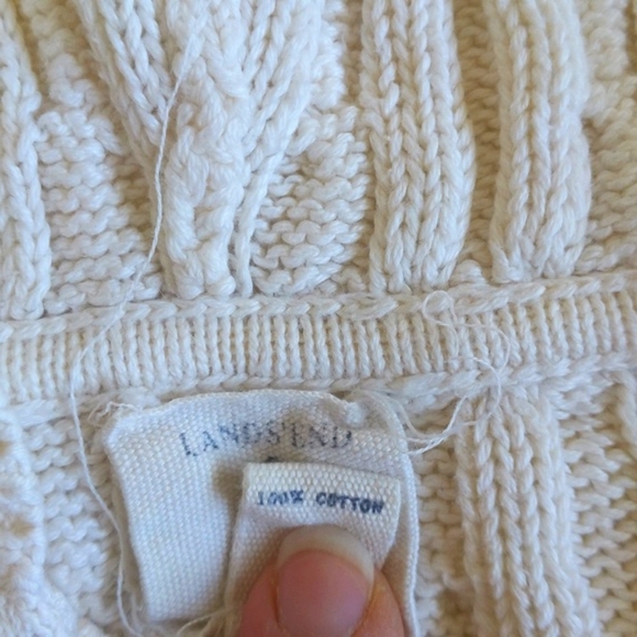 land's end kids cream cable knit zip-up cardigan hoodie sweater size 4 unisex - Picture 6 of 8